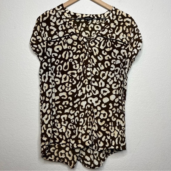 Tolani Anthropologie‎ Women 100% Silk Top Large Mob Wife Popover Short Sleeve - Picture 1 of 8